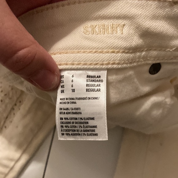 White/cream American eagle skinny jeans - Picture 5 of 8